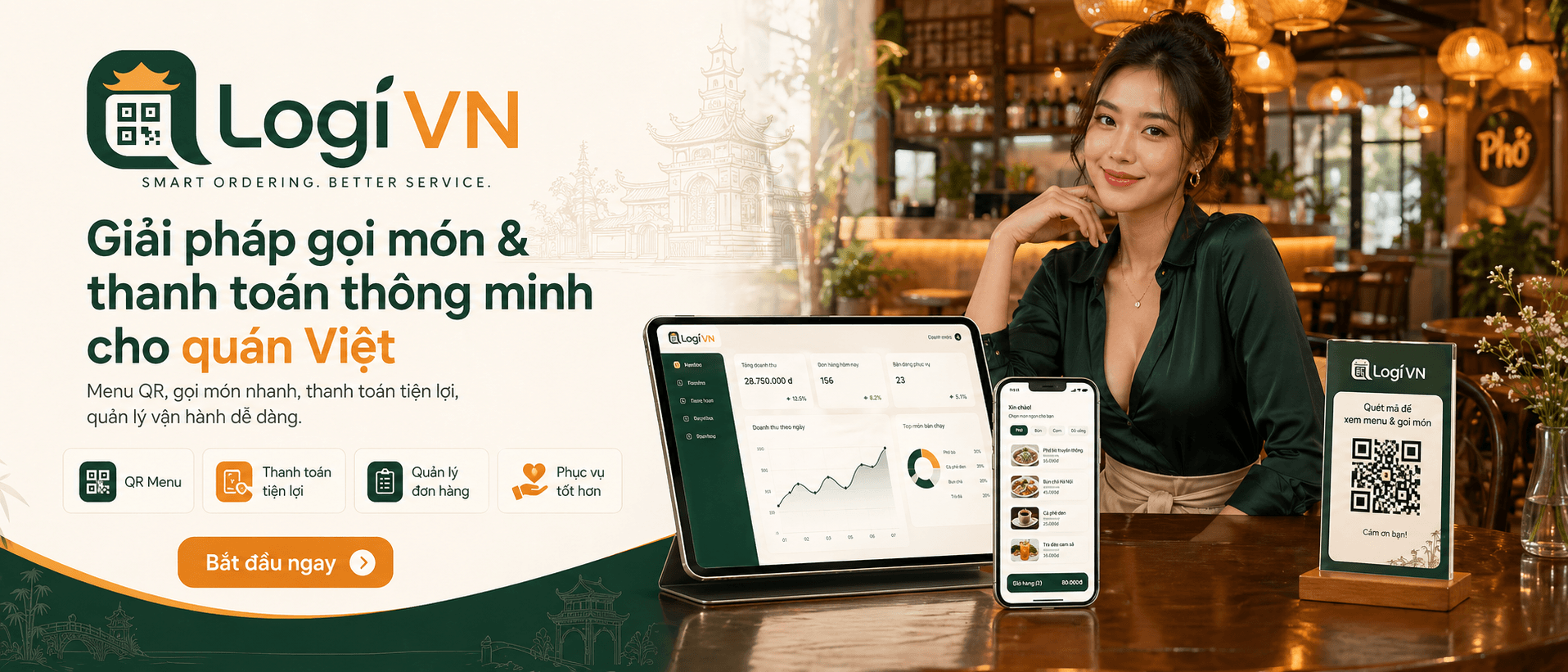 LogiVN trong không gian nhà hàng Việt