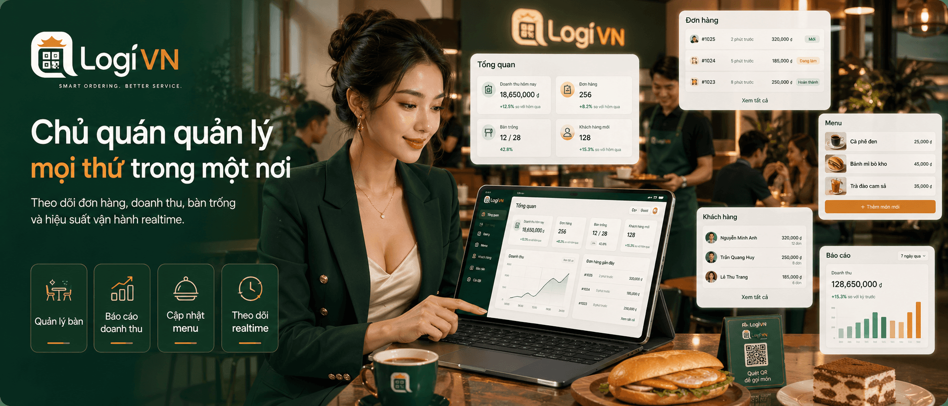 Chủ quán quản lý mọi thứ trong một nơi